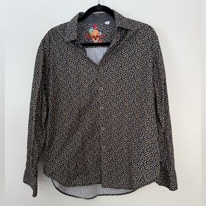 Robert Graham Shirt Mens Medium Black Multicolor Spotted Classic Fit Long Sleeve